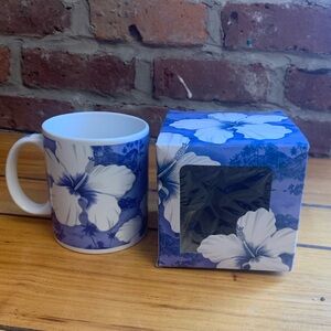 Nostalgia Hibiscus Blue Ceramic Coffee Mug Cup ABC Stores 2003